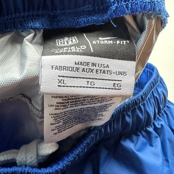 Nike NFL On Field Mens Pants XL Blue Storm Fit Nylon Waterproof Training Zip Leg - Picture 2 of 12